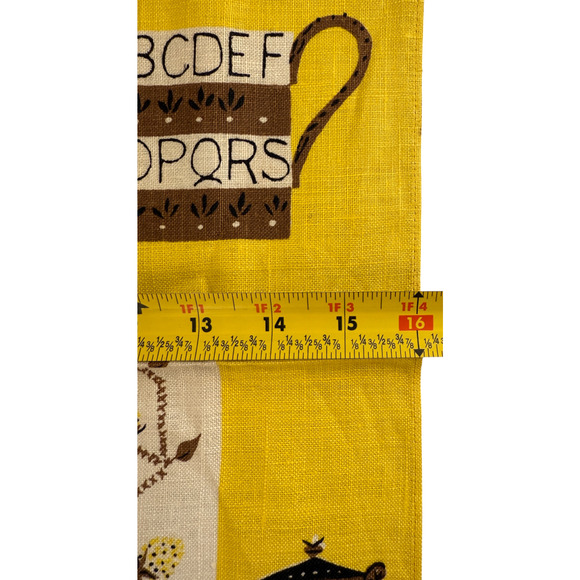 Vintage Peg Thomas Tea Towel Linen Bless This House Kitchen Dish MCM Yellow NOS - Picture 13 of 14